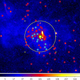 The Milky Way’s central black hole, with the x-ray sources in blue.
